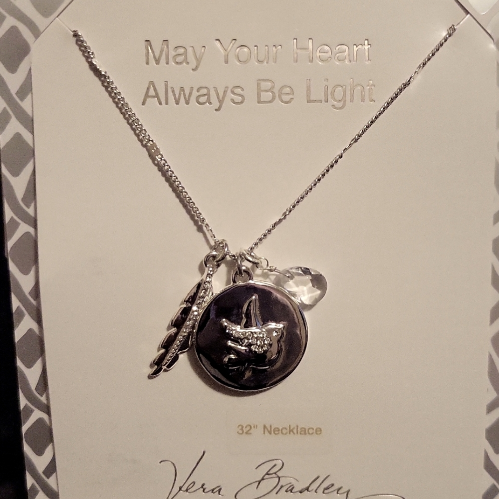 Vera Bradley Long Feather & Dove Necklace.